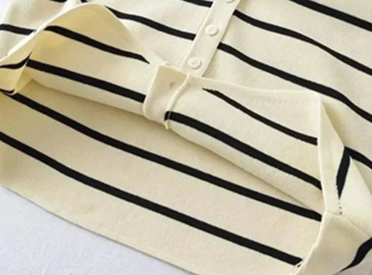 Striped Button-Up Knitted Vest