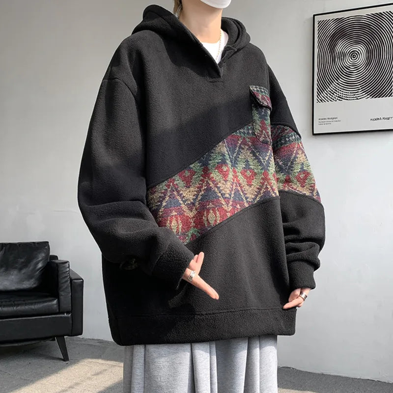 Contrast Color Patchwork Hoodie