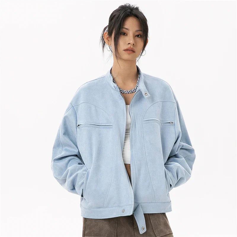 Couples Light Blue Motorcycle Jacket