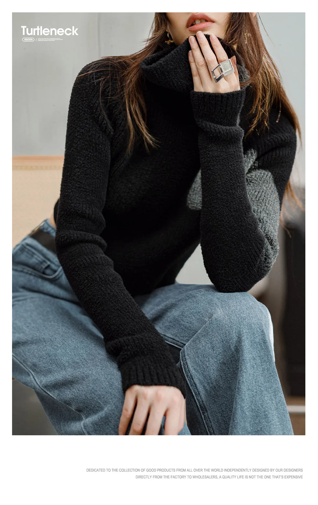 Cozy Solid Color Turtleneck Sweater