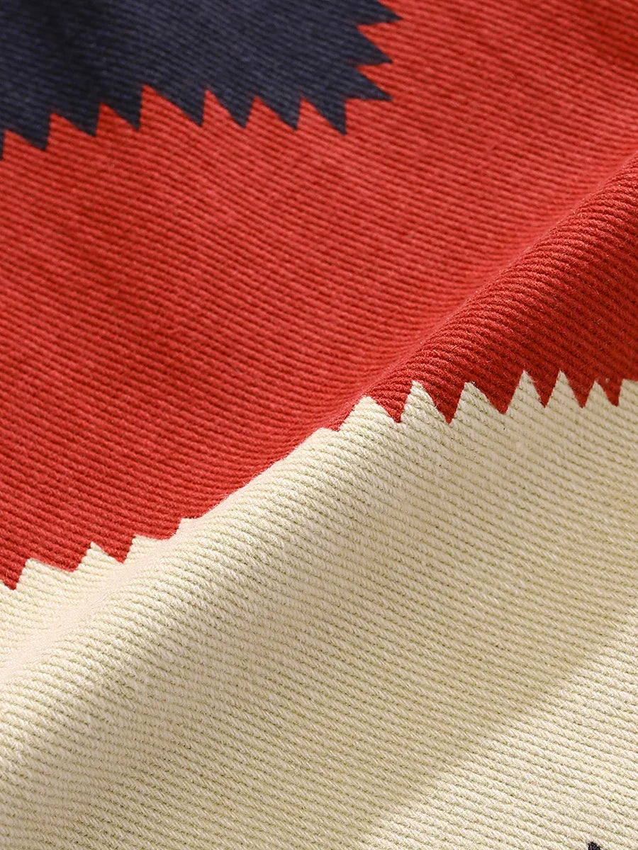 Contrasting Color Lapel Denim Jacket