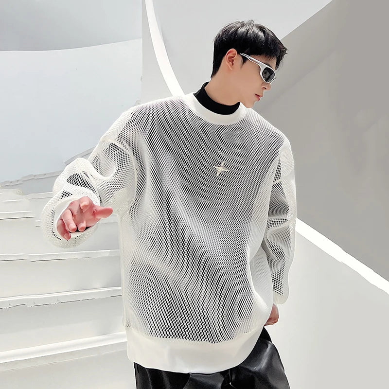 Textured Mesh Sweatshirt