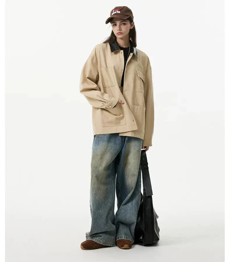 Streetwear Cool Windproof High Quality Cotton Patched Jacket