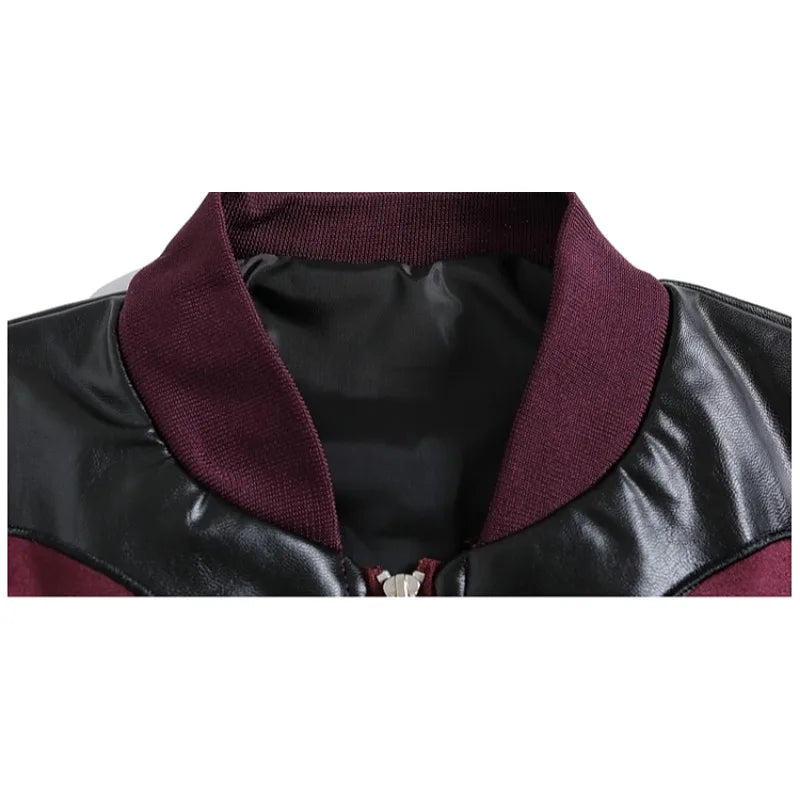 Vintage Flame Print Lapel Baseball Jacket