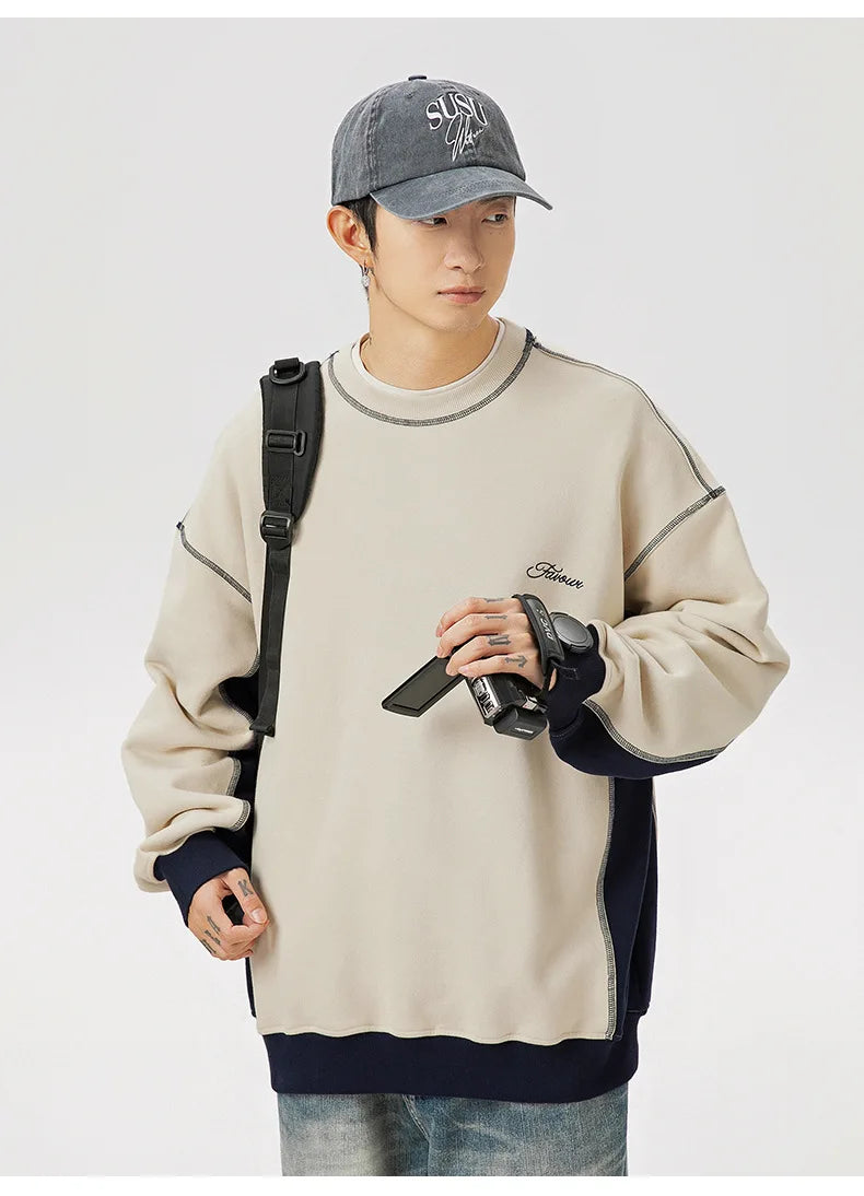 Insulated Loose Casual Letter Splice Sweatshirt