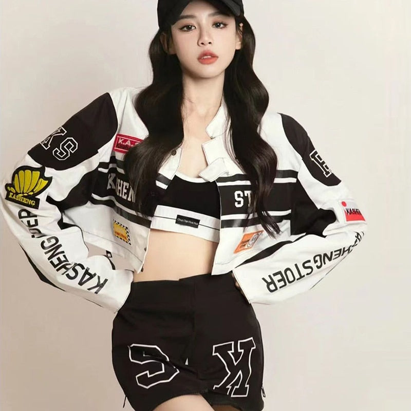 Detachable Motorcycle Crop Varsity Jacket