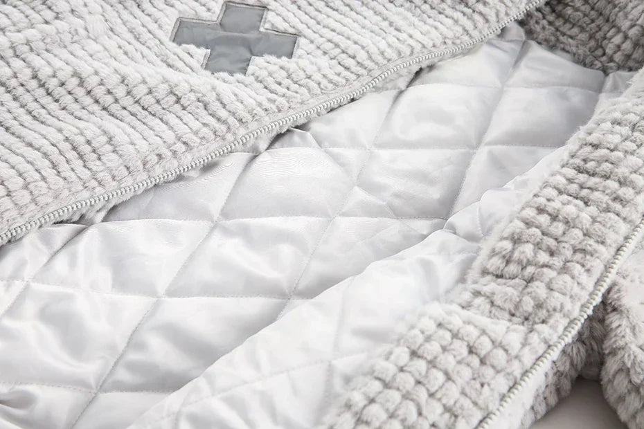 Cross-Emblem Reflective Puffer Jacket