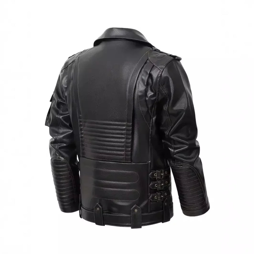 Edgy Slim Fit Zipper Leather Jacket