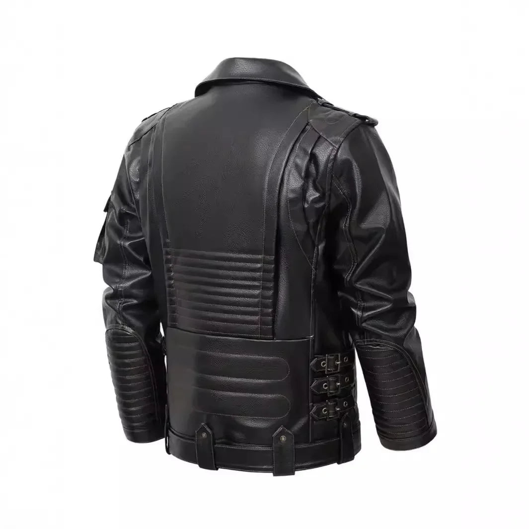 Edgy Slim Fit Zipper Leather Jacket