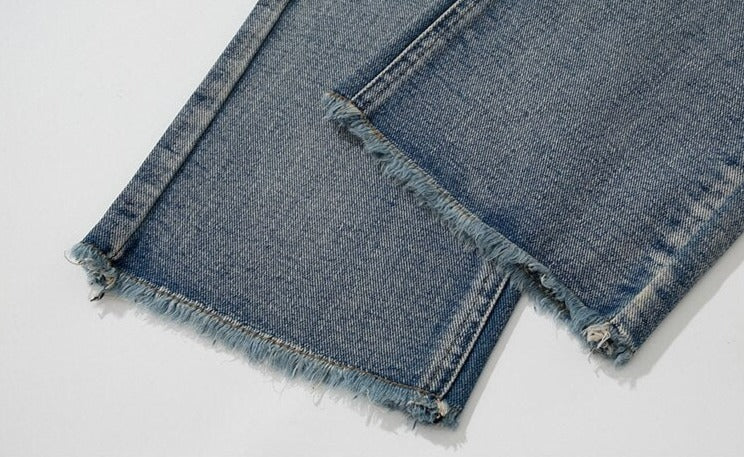 Flame Embroidery Denim Jeans