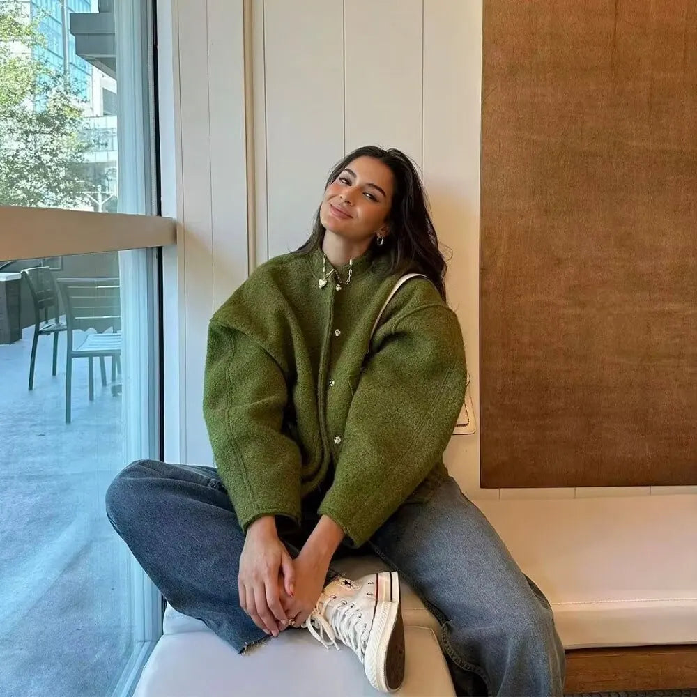 Oversized Fleece Bomber Jacket