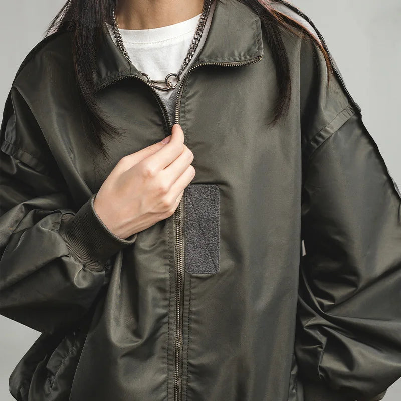 Retro Loose Fit Green Pilot Jacket