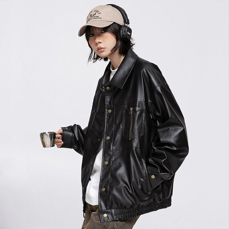 Retro Black Waterproof Leather Jacket