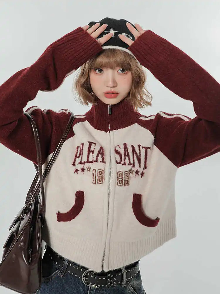 Vintage American Style High Neck Sweatshirt