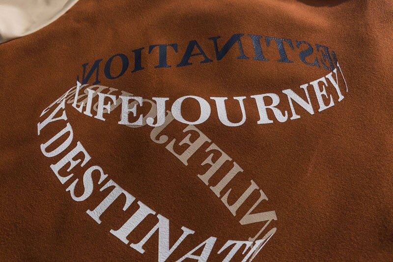 "Distant" Embroidery Letter Varsity Jacket