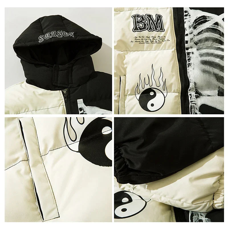 Yin Yang Club Oversized Puffer Jacket