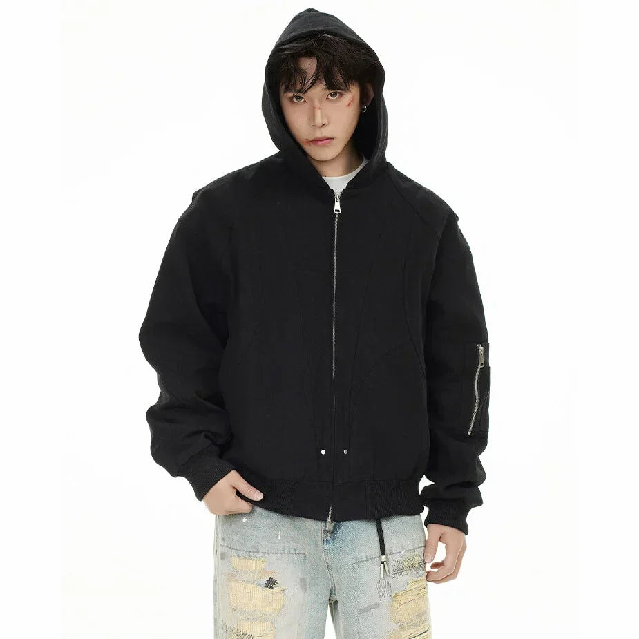 Elevated Modern Casual Hooded Bomber Jacket