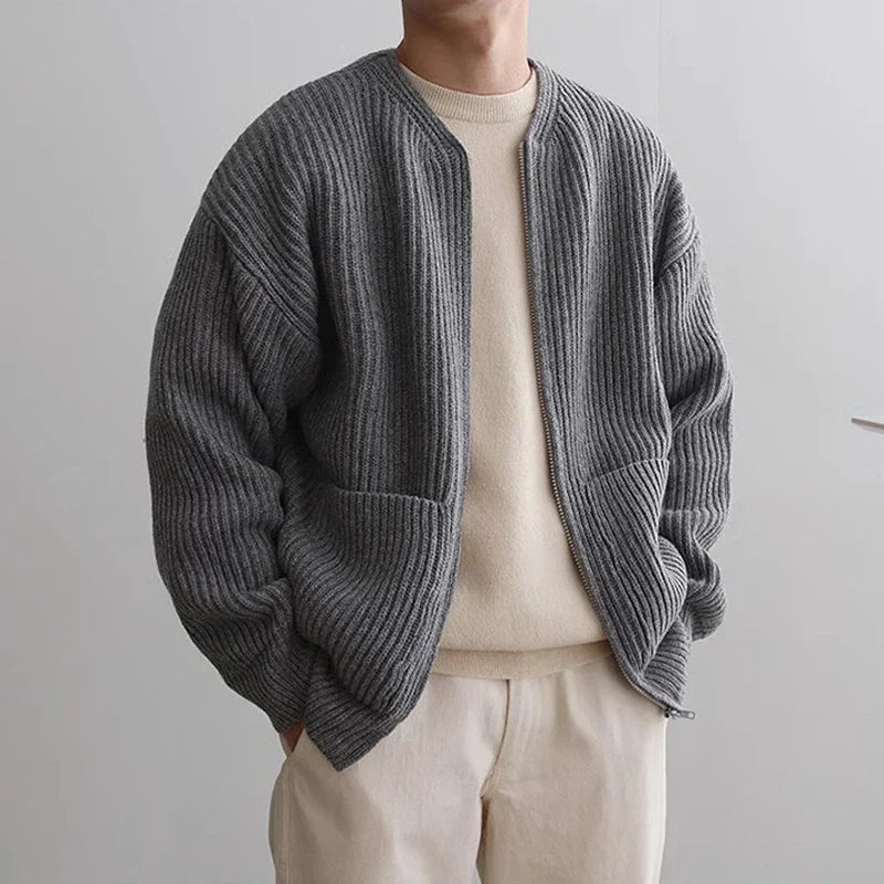 Men's Classic Handsome Cozy Knit Zip-Up Sweater