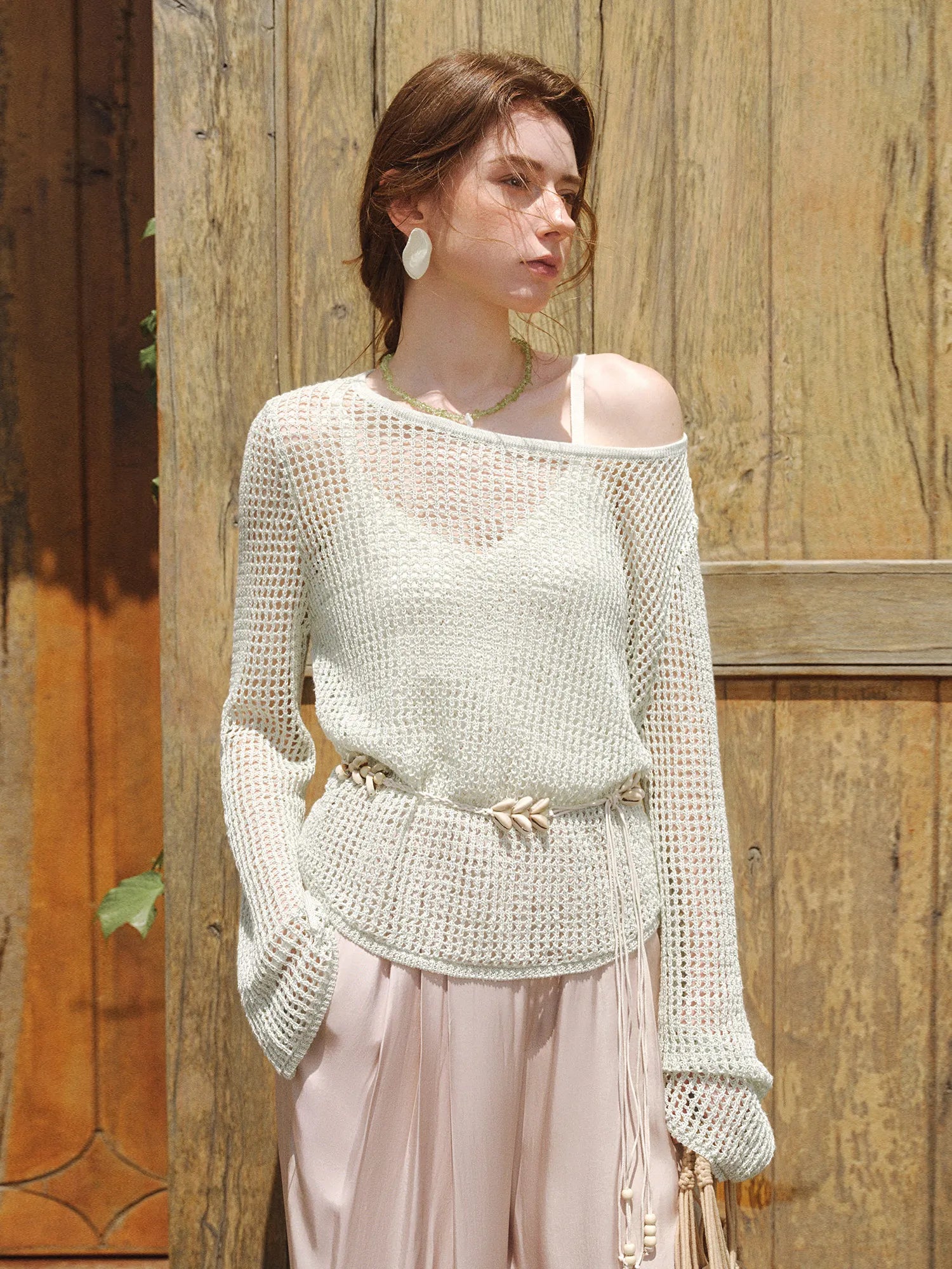 Women Casual Relaxed Knit Overlay Sweater