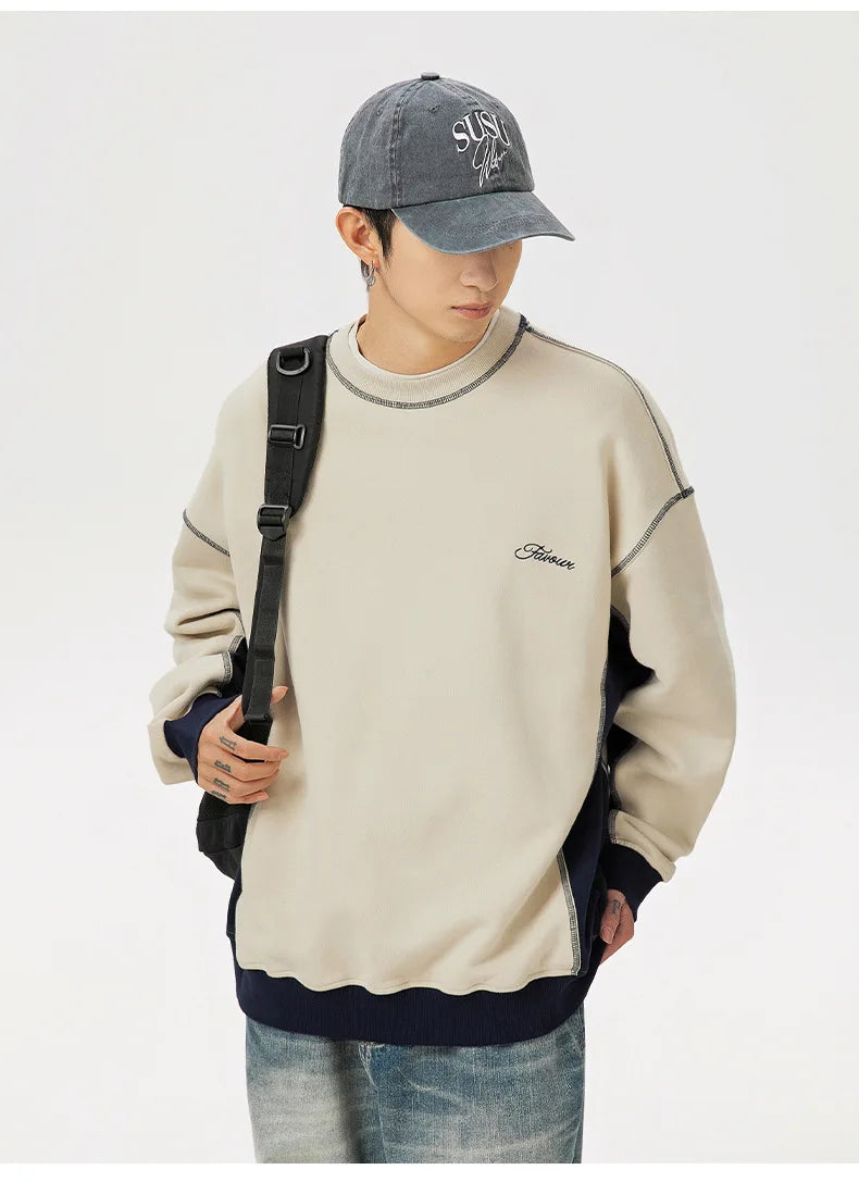 Insulated Loose Casual Letter Splice Sweatshirt