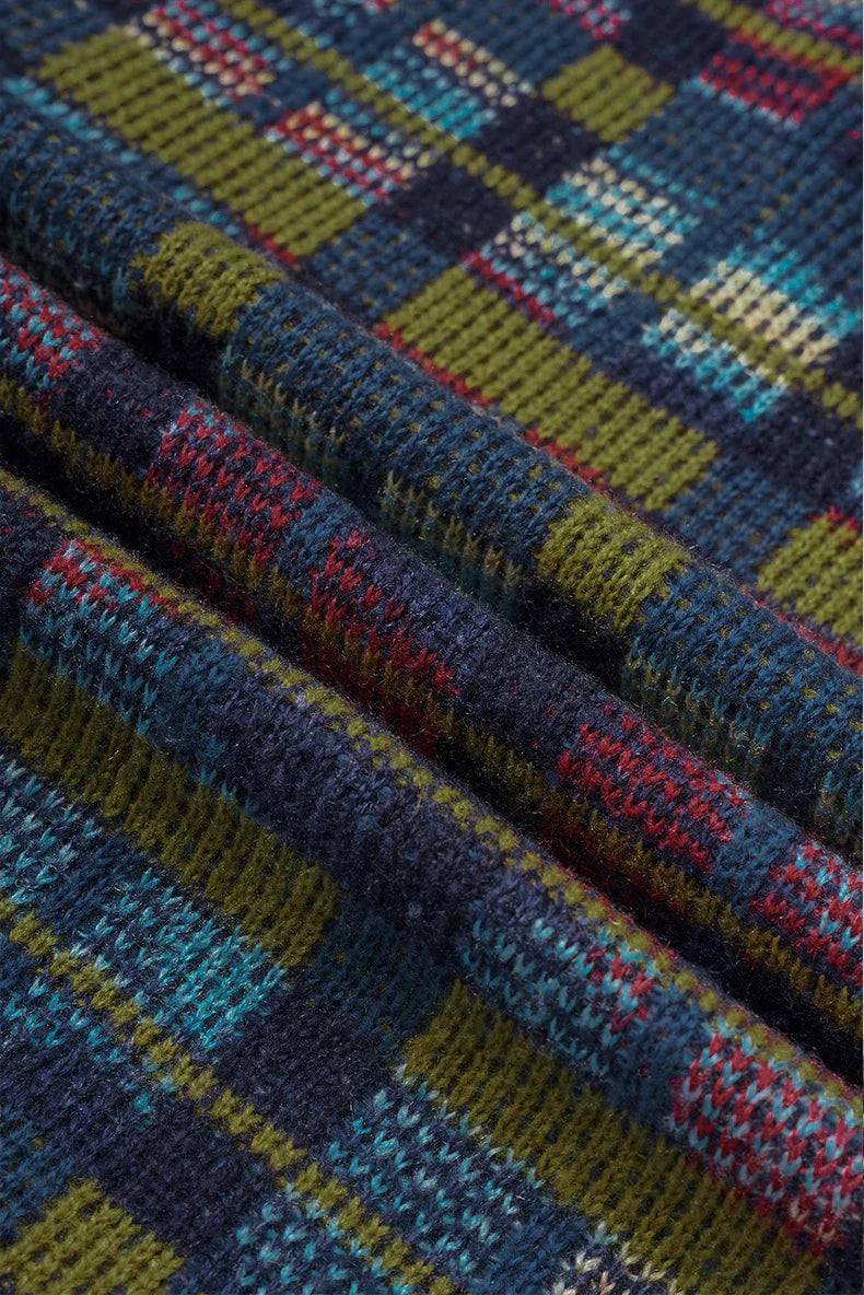 Checkered V-Neck Sweater