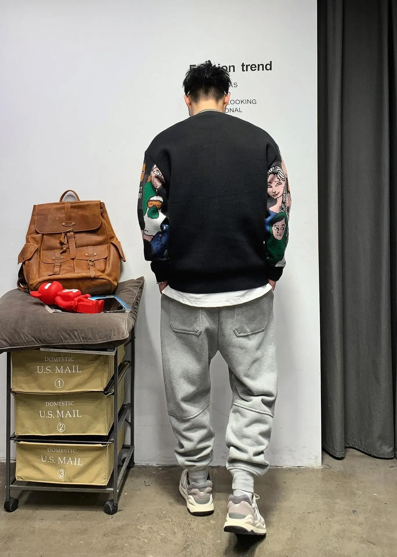 Cozy Patchwork Rabbit O Neck Sweater