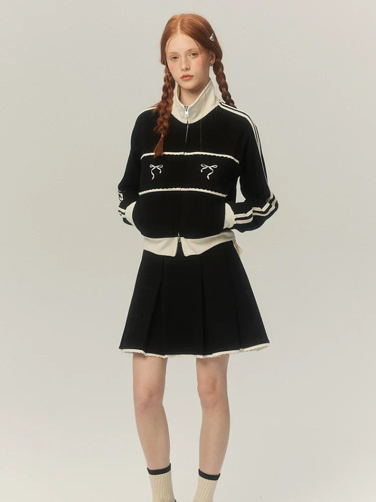 Sweat Retro Lace Embroidery Zip Up Sweatshirt