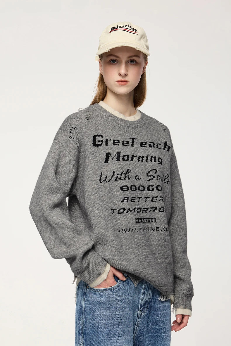 Positive Morning Text Sweater