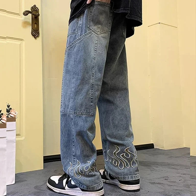 Flame Print Denim Jeans