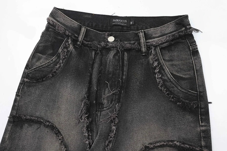 Crisscross Stitch Baggy Jeans