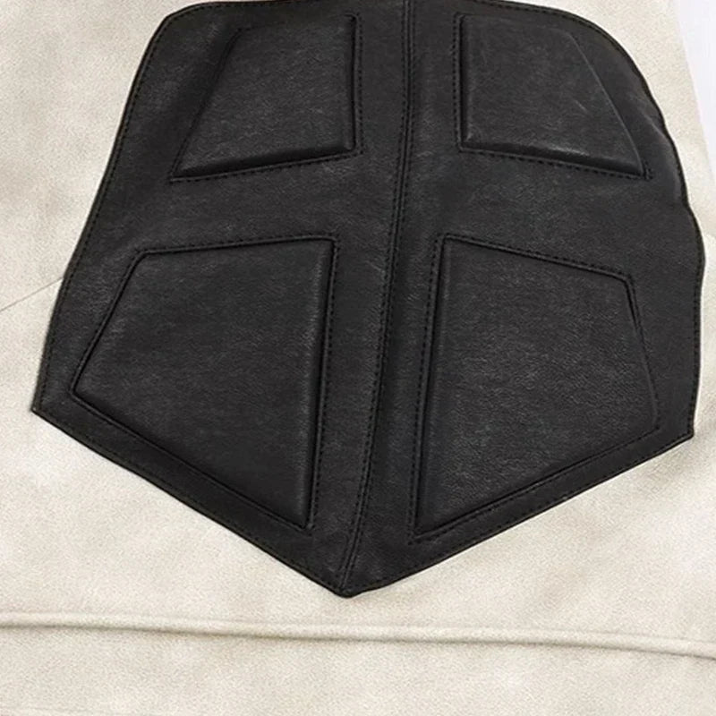 Contrasting Color Leather Jacket