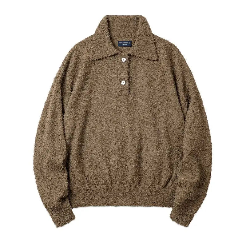 Warm Khaki Fleece Casual Stylish Sweater