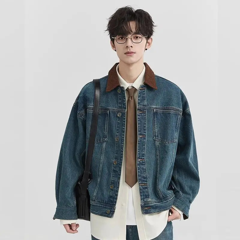 Men's Vintage Hip Hop Retro Washed Denim Jacket