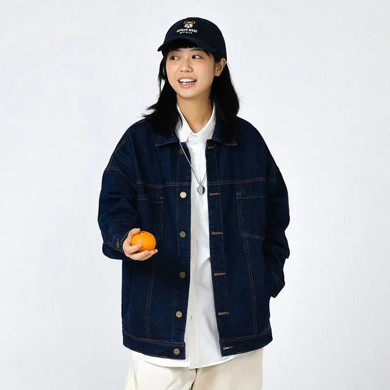Autumn Japanese Style Loose Workwear Denim Jacket