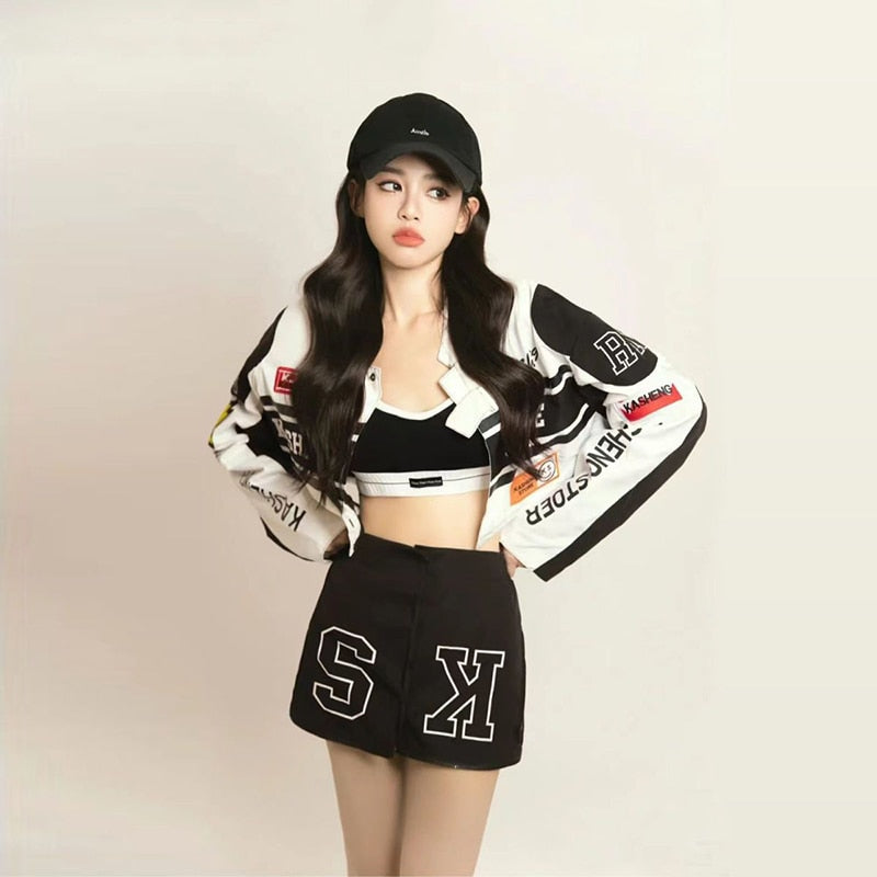 Detachable Motorcycle Crop Varsity Jacket