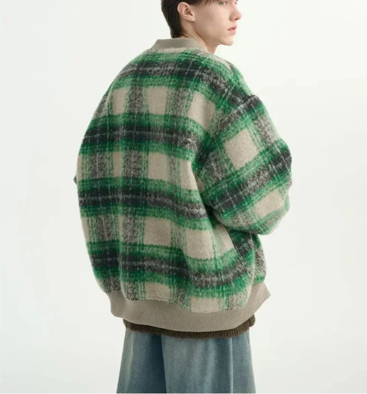 Pinnacle Plaid Woolen Bomber Jacket