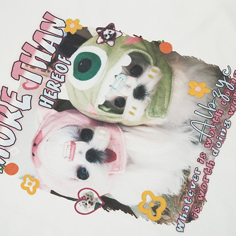 Oversized Dogs Picture Long Sleeve Sweatshirts