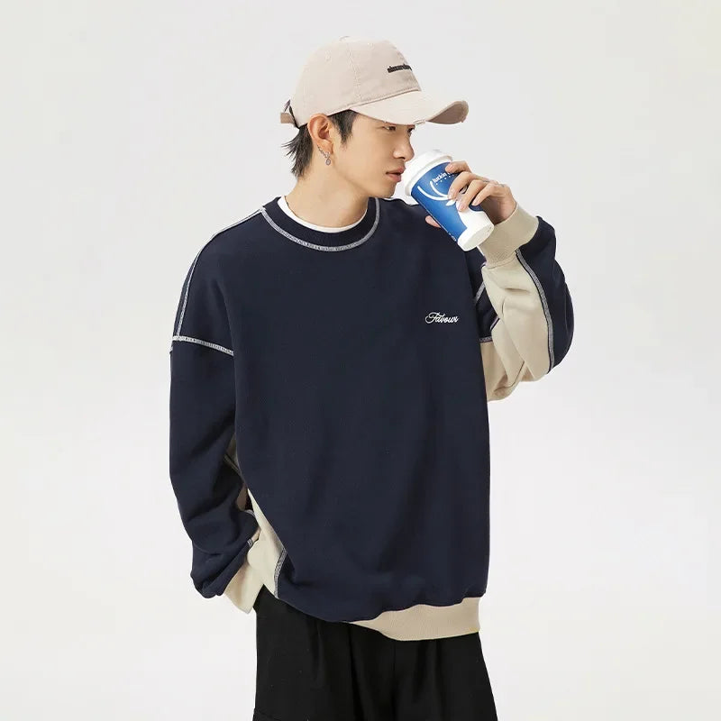 Insulated Loose Casual Letter Splice Sweatshirt