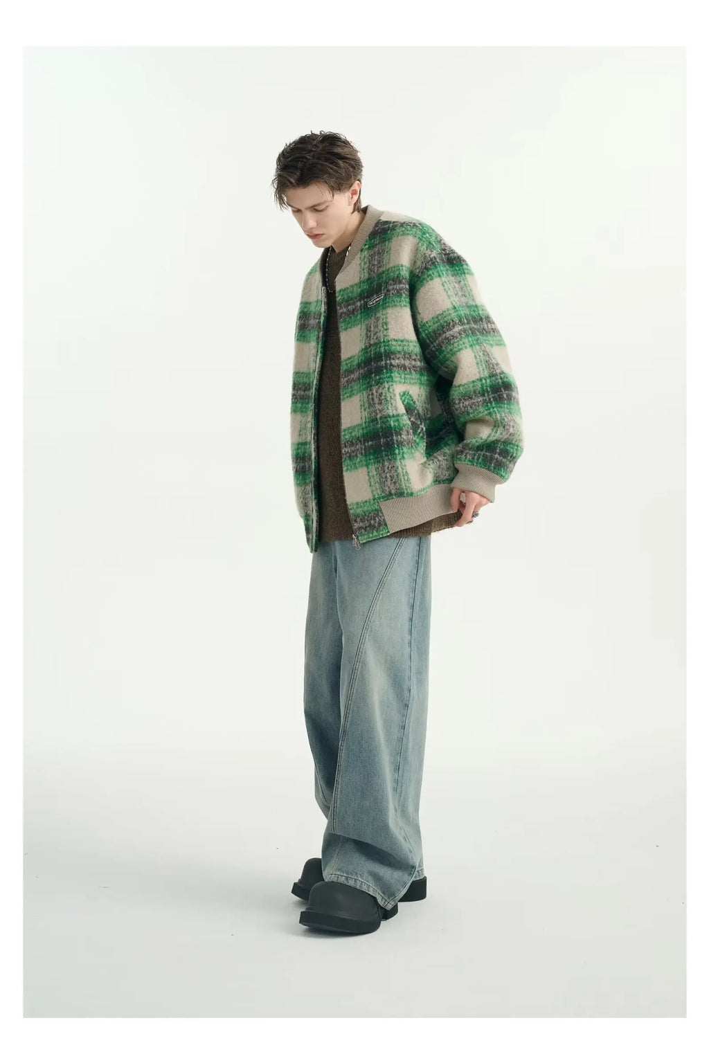 Pinnacle Plaid Woolen Bomber Jacket