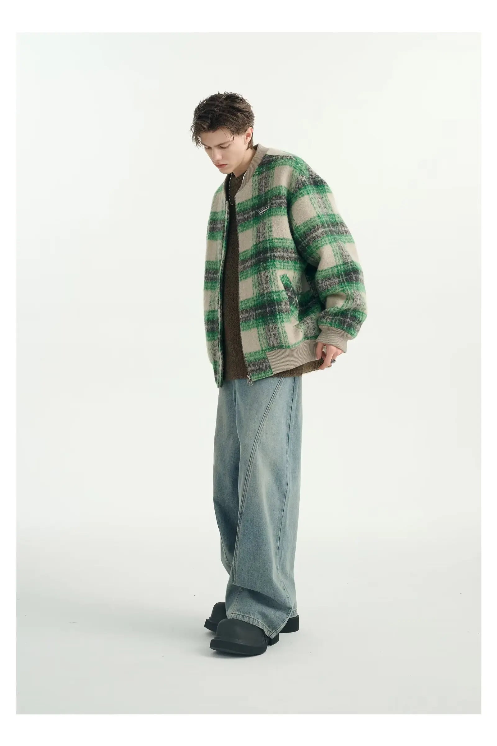 Pinnacle Plaid Woolen Bomber Jacket
