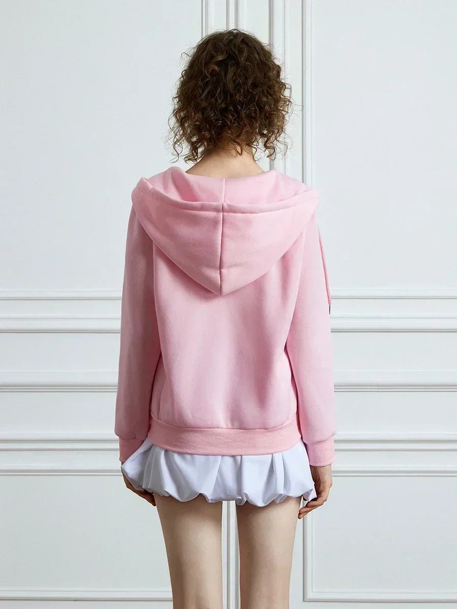 Women Pink Bow Print Long Sleeve Sweatshirt