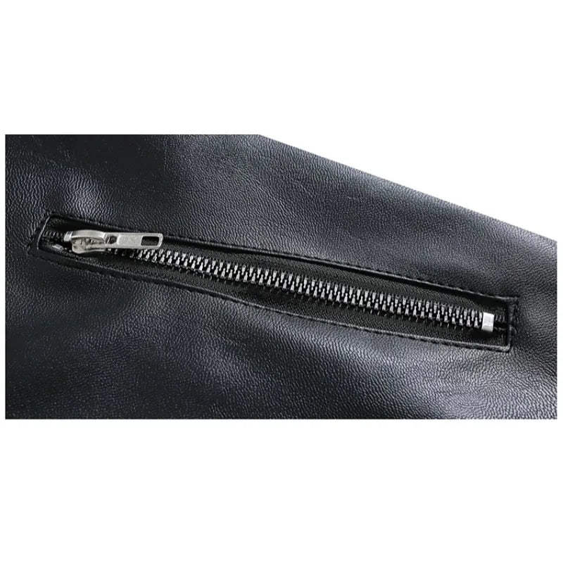 Vintage Patchwork Leather Jacket with Zipper