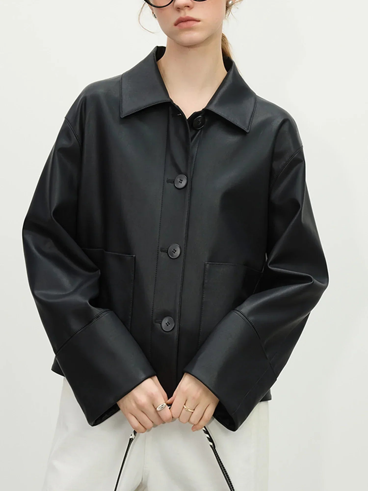 Retro Korean Style Single-Breasted Leather Jacket