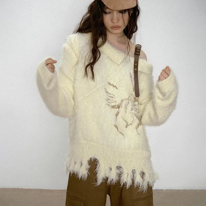 Vintage Irregular Distressed Knit Sweater