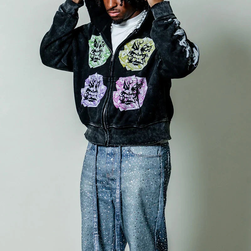 Men Casual Vintage Retro Oversized Baggy Sweatshirt