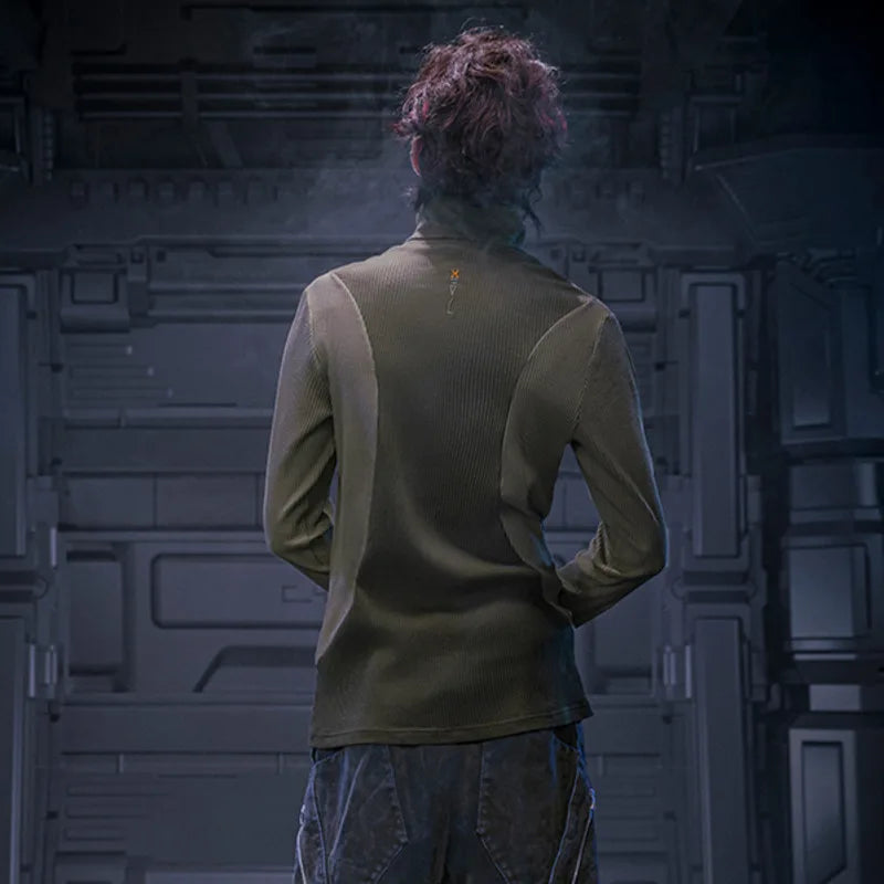 Slim Fit Punk Color Blocked Sweatshirt