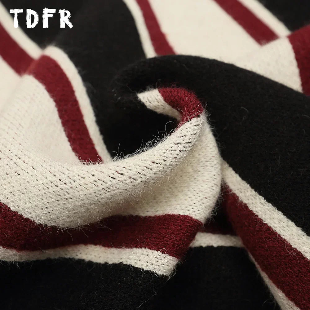 Retro Jacquard Knitted Mens Sweater