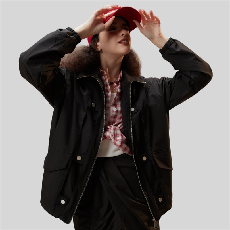 Black Zip-up Denim Jacket