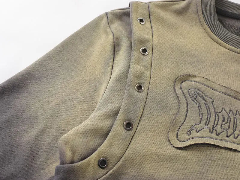 Rivet-Detail Textured Sweatshirt