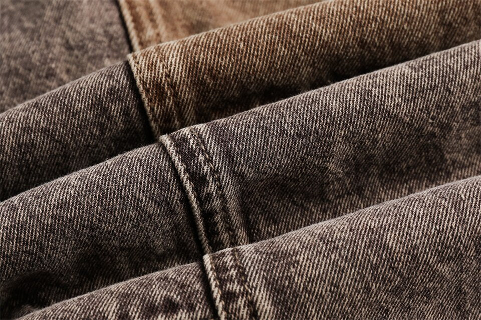 Stitching Coffee Denim Jacket